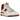 New Balance 650R Aime Leon Dore White Red sneakers i en skrå profil, der fremviser den hvide overdel i læder og de karakteristiske røde detaljer.