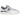 New Balance 550 White Ice Wine sneakers i vinklet visning med hvid læderoverdel og markante lilla detaljer ved N-logo samt hælkappe
