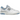 New Balance 550 White University Blue sneakers i sideprofil med klassisk læderoverdel, lyseblå detaljer, N-logo og robust gummisål