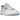 New Balance 550 White University Blue sneakers i sideprofil med hvid læderoverdel, lyseblå detaljer og klassisk gummiydersål