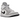 Air Jordan 1 Mid Light Smoke Grey sneakers set fra siden med lysegrå overlays, hvid overdel, sort swoosh og hvide snørebånd.