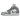Air Jordan 1 Mid Stealth sneakers i en profilvisning med hvide læderoverdele, grå overlays, ikonisk Wings-logo og perforeret tåboks.