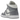 Air Jordan 1 Mid Stealth sneakers i profil med grå og hvid læderoverdel, gråt Swoosh, snørebånd og hvid gummisål med Air-dæmpning