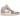 Air Jordan 1 Mid Enigma Stone Particle Rose sneakers i vinklet profil med ruskindspartier i grå og lyserød samt hvide snørebånd