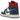 Air Jordan 1 Mid French Blue Gym Red sneakers sideprofil med hvid læderbase, blå overlays, rød swoosh og hvid mellemsål med rød ydersål