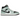 Air Jordan 1 Mid Aqua Blue Tint sneakers i profil med en hvid læderbase, pastelfarvede blå detaljer, hvide snørebånd og mellemsål.