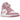 Air Jordan 1 Mid Elemental Pink Iced Carmine sneakers vist fra siden med pink læderpaneler, hvid mellemsål og ikonisk Jordan Wings logo.