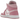 Air Jordan 1 Mid Elemental Pink Iced Carmine sneakers vist fra siden med pink overdel, hvide læderpaneler og kontrasterende lyserødt swoosh-logo.