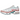 Nike Air Max Plus White Red Stardust Jade Ice Siren Red sneakers i en skrå vinkel, der fremhæver det hvide mesh-design og den ikoniske stribede grafik.