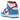 Nike SB Dunk High Doraemon sneakers i vinklet profil med blå ruskindspaneler, hvide læderdetaljer, rød swoosh og snørebånd