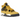 Air Jordan 4 Retro Lightning sneakers i profilvisning med gul nubuck-overdel, sorte detaljer, synlig Air-enhed og grå mellemsål
