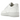 Nike Air Force 1 Low Supreme White sneakers set fra siden med hvid læderoverdel, matchende hvide snørebånd og det ikoniske Supreme-logo på hælen.