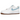 Nike Air Force 1 Indigo sneakers i sideprofil med hvid læderoverdel, blå swoosh og broderet indigo-plante detalje på siden.
