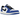 Air Jordan 1 Retro Low OG Game Royal sneakers set fra siden i hvidt læder med kongeblå detaljer og klassisk sort swoosh på siden.