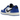 Air Jordan 1 Retro Low OG Game Royal sneakers set fra siden med hvidt læder, blå detaljer på hæl og tåboks samt sort Nike Swoosh-logo
