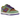 Nike Dunk Low Veneer sneakers set fra siden med grønne og lilla ruskindsoverlag samt brun Swoosh og en hvid mellemsål med gummisål.