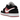 Air Jordan 1 Low Black White Gym Red sneakers i vinklet profil med sort læderoverdel, hvide detaljer og ikonisk rød swoosh-logo på siden.