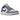 Air Jordan 1 Low Stealth French Blue sneakers set fra siden med hvide og grå læderpaneler, blå swoosh og klassisk Air Jordan logo på hælen