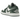 Air Jordan 1 Low Galactic Jade sneakers i sideprofil med grønne læderpaneler, hvid overdel, grøn Swoosh-logo og klassisk gummisål