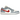 Air Jordan 1 Low Blue Whisper Dune Red sneakers i profil med lyseblå og hvide paneler, rød Swoosh, snørebånd og gummisål