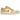 Air Jordan 1 Low Sail Yellow Ochre sneakers i vinklet profil med hvid læderbase, gule detaljer og ikonisk Wings-logo på hælen.