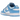Nike Dunk Low UNC sneakers sideprofil i lyseblåt og hvidt læder med hvide snørebånd, perforeret tåboks og en matchende hvid og blå sål