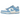 Nike Dunk Low Coast sneakers set fra siden med hvid læderbase, lyseblå overlejringer, matchende blå swoosh og hvid mellemsål.