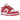 Nike Dunk Low Archeo Pink sneakers set fra siden med hvid læderoverdel, mørkerosa overlays og hvide snørebånd på en flad hvid sål