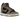 Nike Dunk High Moon Fossil sneakers set fra siden med sort læder og brune paneler, hvid mellemsål og snørebånd i samme varme nuancer