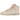 Nike Dunk High Sail Crimson Tint sneakers set fra siden med en lys råhvid base, pastelfarvede lyserøde detaljer og klassisk hvid mellemsål