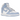 Nike Dunk High Aluminum sneakers i sideprofil med hvid læderbase, lyseblå overlejringer, matchende blå swoosh og hvid mellemsål.