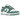 Nike Dunk Low Next Nature Bicoastal sneakers i en klassisk vinkel. Visning af hvide og grønne læderpaneler med en matchende grøn sål og snørebånd.