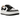 Air Jordan 1 Elevate Low Panda sneakers i en vinklet visning med hvide læderpaneler, sort Swoosh-logo og en markant tyk plateau-sål.