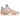 Air Jordan 4 Retro Shimmer sneakers i en angled profil med beige overdel i ruskind, gennemsigtige vinger og hvid mellemsål med synlig Air-enhed