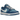 Nike Dunk Low Dark Marina Blue sneakers i en vinklet visning med læderoverdel i to blå nuancer og klassisk hvid mellemsål