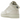 Nike Air Force 1 Mid Stussy Fossil sneakers i vinklet profil med cremefarvet tekstil-overdel, Stüssy-broderi på hælen og en klassisk hvid mellemsål.