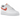 Nike Air Force 1 Low Orange Paisley sneakers set fra siden med hvid læderoverdel, ikonisk orange paisley-swoosh og klassisk hvid gummisål