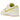 Nike Dunk Low Yellow Strike sneakers i en vinklet profil med pastelfarvet læderoverdel, hvid mellemsål og den ikoniske Swoosh