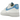 Nike Air Force 1 Low Next Nature University Blue sneakers set fra siden med hvid overdel, lyseblå swoosh og detaljer samt en klassisk hvid gummisål