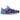 Nike SB Dunk Low Run The Jewels sneakers set fra siden med dybblå ruskindsoverdel, lyserød swoosh og gennemsigtig gummisål