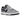 Nike Dunk Low SE Copy Paste sneakers i en angled view, der viser den grå læderoverdel, sorte swoosh-detaljer og en hvid sål med sort ydersål.