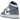 Air Jordan 1 Mid True Blue Cement (GS) sneakers i sideprofil med grå elefantmønstrede detaljer, hvid læderoverdel og blå Nike Swoosh-logo