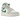 Air Jordan 1 Mid White Pure Platinum Pine Green sneakers i sideprofil med hvide læderpaneler, grønne detaljer og klassisk mellemsål.