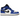 Air Jordan 1 Mid Game Royal White Black sneakers i en sideprofil med blå paneler, hvid tåboks, sort Swoosh og hvide snørebånd