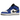 Air Jordan 1 Mid Game Royal White Black sneakers, set fra siden med kongeblå overlejringer, hvid base, sort swoosh og hvid mellemsål