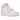 Air Jordan 1 Mid Pink Foam Fire Red sneakers i sideprofil, med lyserøde og røde læderpaneler, hvide snørebånd og et klassisk sort swoosh-logo.