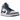 Air Jordan 1 Mid True Blue sneakers set fra siden med hvid læderbase, blå overlays, grå hælkappe og det ikoniske sorte Swoosh-logo