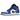 Air Jordan 1 Mid Game Royal sneakers set fra siden i blåt og hvidt læder med sort Nike Swoosh-logo og klassisk snørelukning