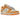 Nike Dunk Low AS Safari Swoosh Kumquat sneakers set fra siden med orangerød base, sort safari-mønstret swoosh og hvid mellemsål