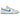 Nike Dunk Low Retro Photo Blue sneakers i vinklet profil med hvid læderoverdel, klare blå stafferinger og klassisk gummisål